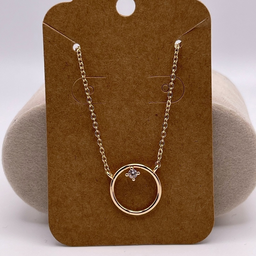 Gold Necklace with CZ Diamond